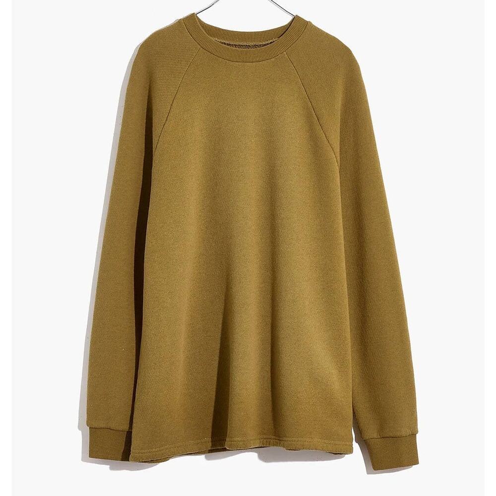 Madewell MWL Airyterry Overdyed Oversized Sweatshirt Olive Green Crewneck XXS